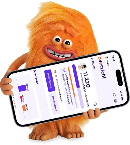 Bundel buddy met telefoon waarop de hollandsnieuwe app zichtbaar is