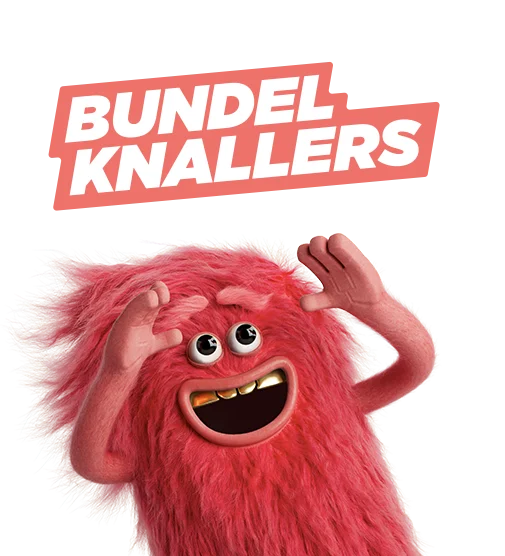 Blij knuffelbeestje naast tekst: Bundelknallers