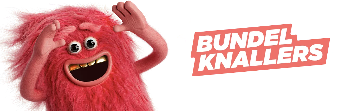 Blij knuffelbeestje naast tekst: Bundelknallers