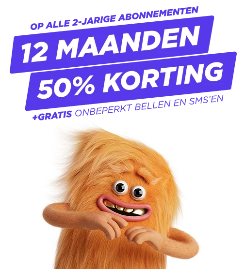 héél véél korting: tot 12 maanden 50% korting op je bundel + gratis Onbeperkt bellen en sms'en!